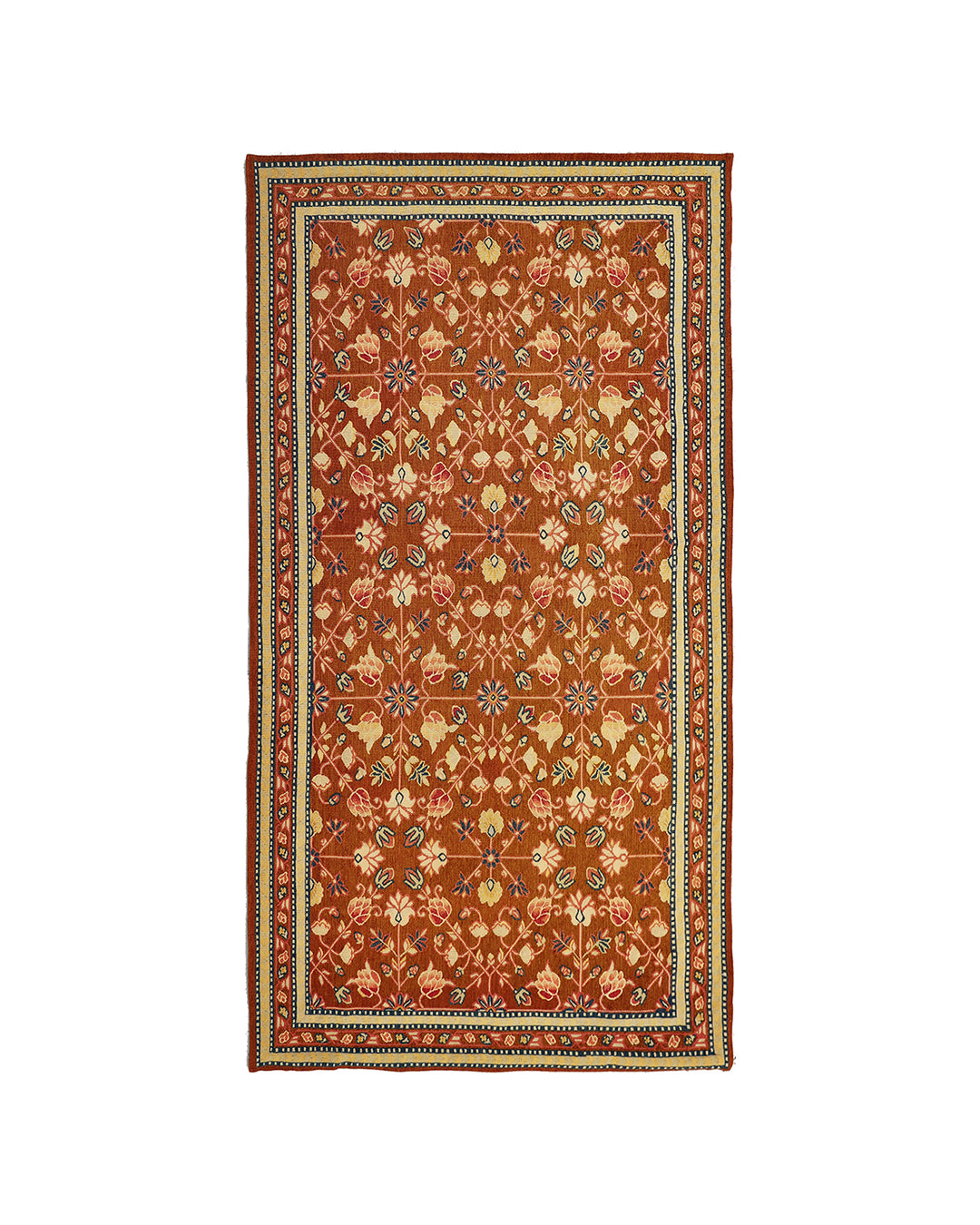 Handwoven brown wool Bessarabian kilim with floral motifs, crafted in the early 2000s by Ariana Rugs. Lightweight, thin flatweave ideal for modern and vintage interiors.