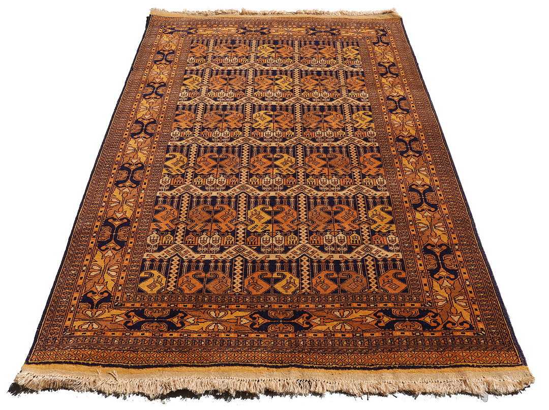 4'x6' Afghan Wool Rug | Geometric Rug | Earthtone Area Rug