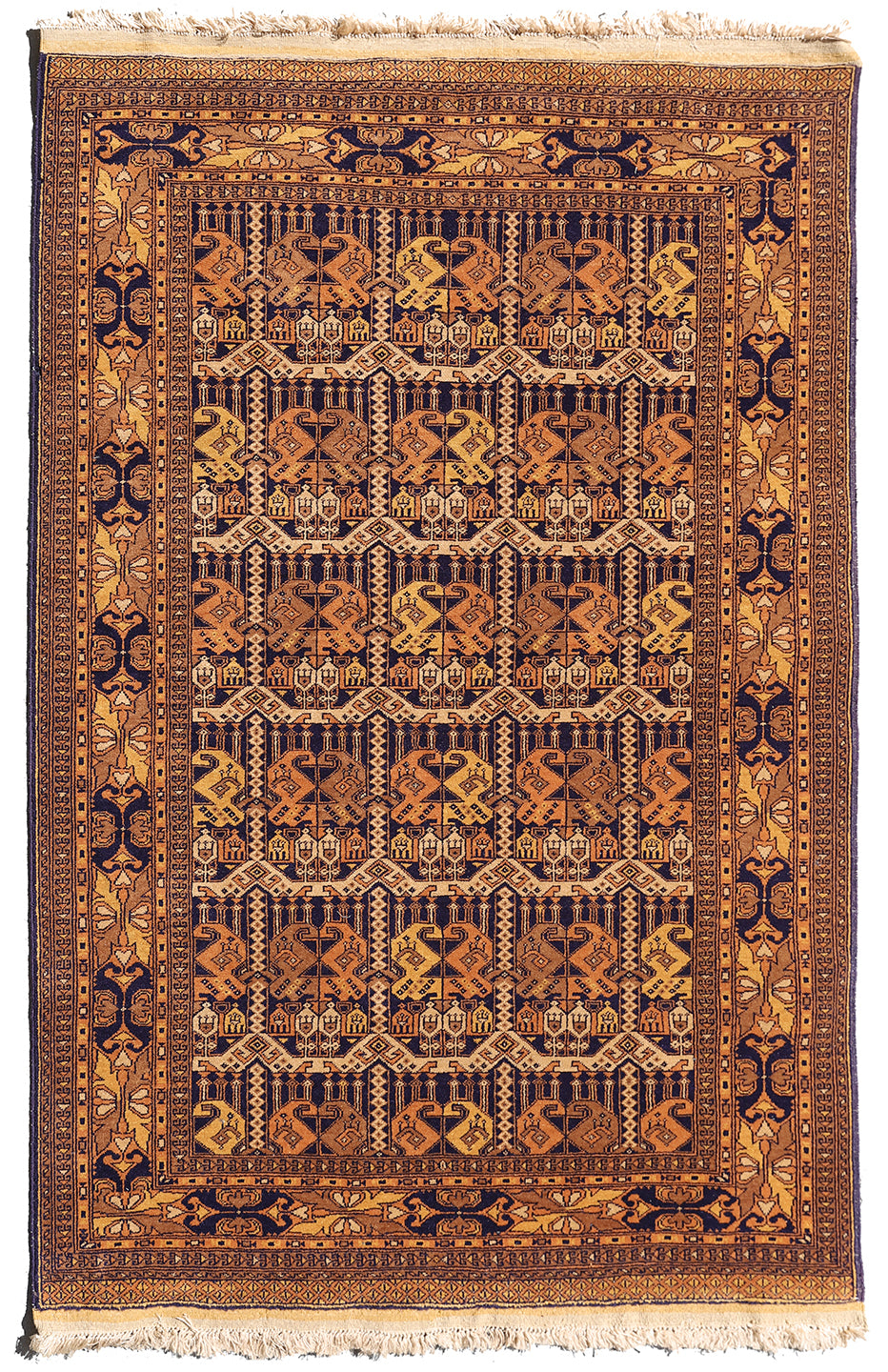 4'x6' Afghan Wool Rug | Geometric Rug | Earthtone Area Rug