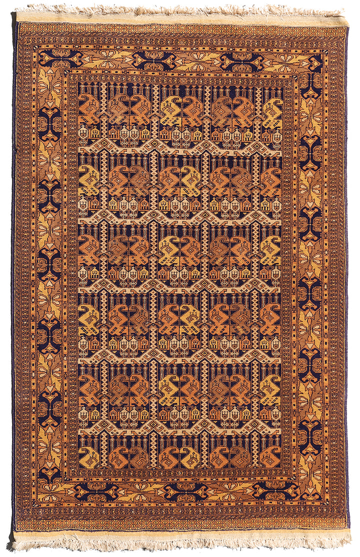 4'x6' Afghan Wool Rug | Geometric Rug | Earthtone Area Rug
