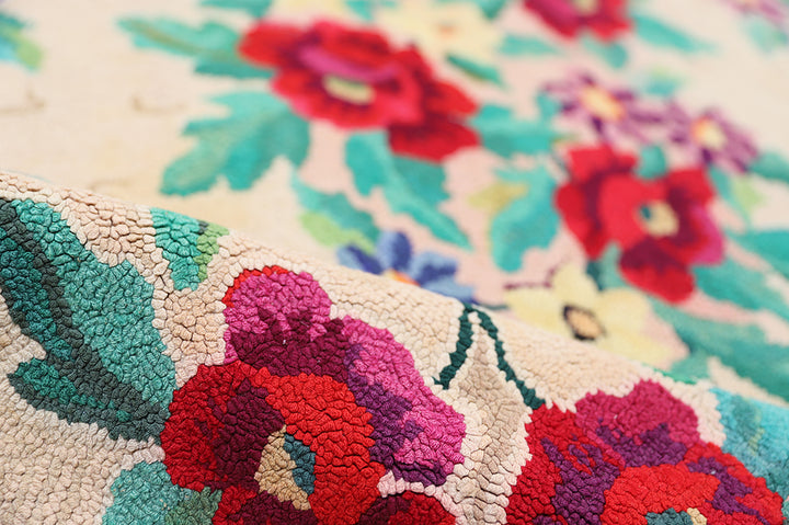 4'x6' Antique American Hooked Rug | Vintage Farmhouse Area Rug