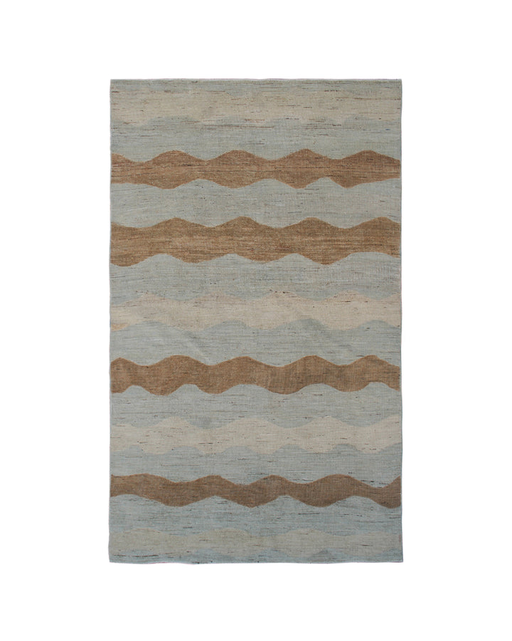 4x6 Ariana Modern Blue and Terracotta Wavy Design Rug