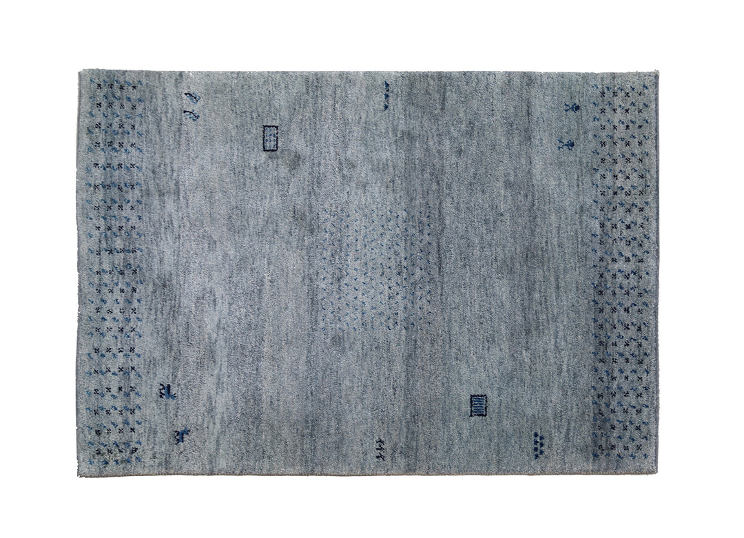 4x6 Indian Gabbeh hand-knotted blue organic wool rug by Ariana Rugs West Hollywood