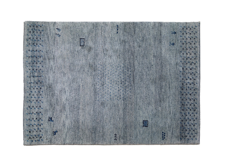 4x6 Indian Gabbeh hand-knotted blue organic wool rug by Ariana Rugs West Hollywood