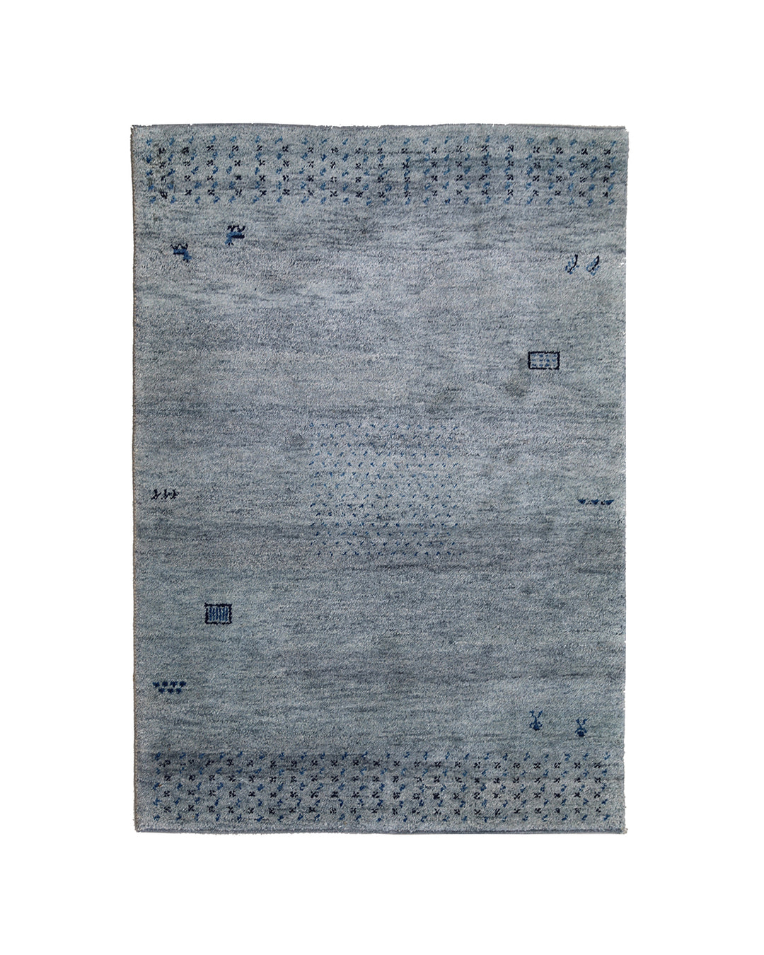4x6 Indian Gabbeh hand-knotted blue organic wool rug by Ariana Rugs West Hollywood