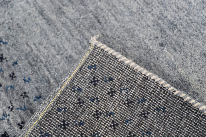 4x6 Indian Gabbeh hand-knotted blue organic wool rug by Ariana Rugs West Hollywood