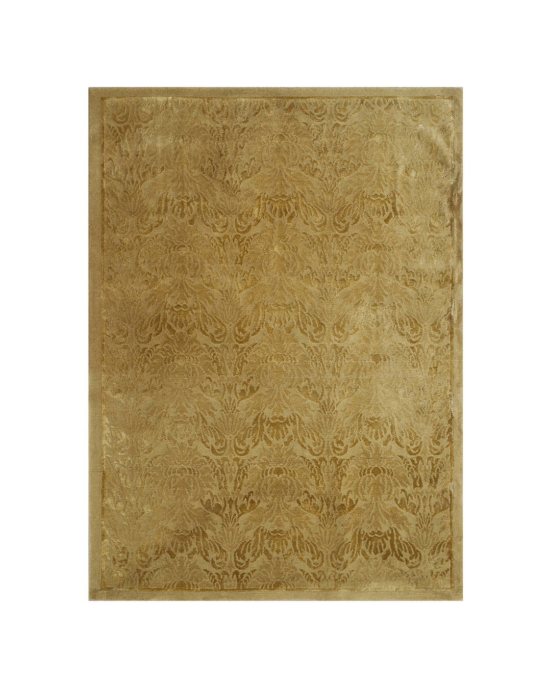 4'x6' Nepalese or Tibetan Rug | Gold Silk & Wool Floral Area Rug