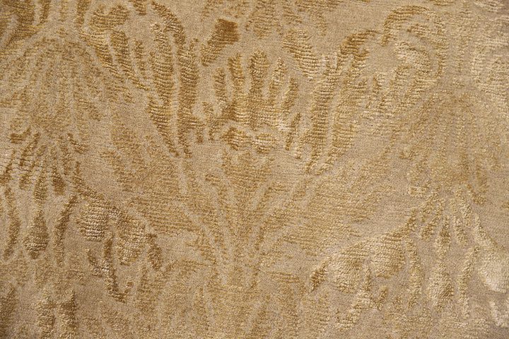 4'x6' Nepalese or Tibetan Rug | Gold Silk & Wool Floral Area Rug