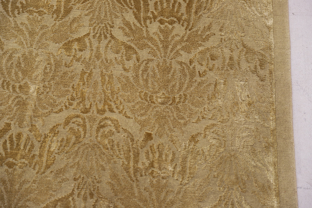 4'x6' Nepalese or Tibetan Rug | Gold Silk & Wool Floral Area Rug