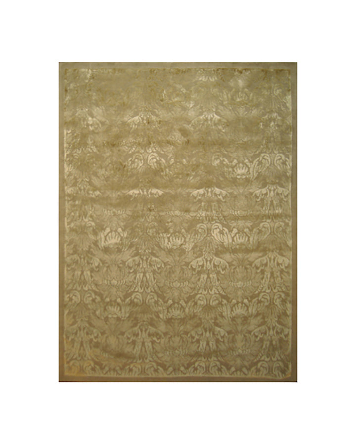 4'x6' Nepalese or Tibetan Rug | Gold Silk & Wool Floral Rug