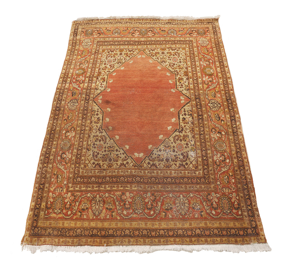 4'x6' Persian Haji Jalili Rug – Hand-Knotted, Organic Wool, Rust Medallion