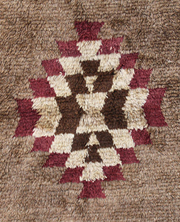 Mid-Century Turkish Tulu Shag Rug with Geometric Tribal Motif - 4' x 6'