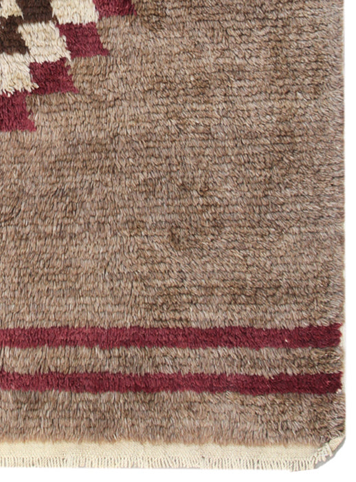 Mid-Century Turkish Tulu Shag Rug with Geometric Tribal Motif - 4' x 6'