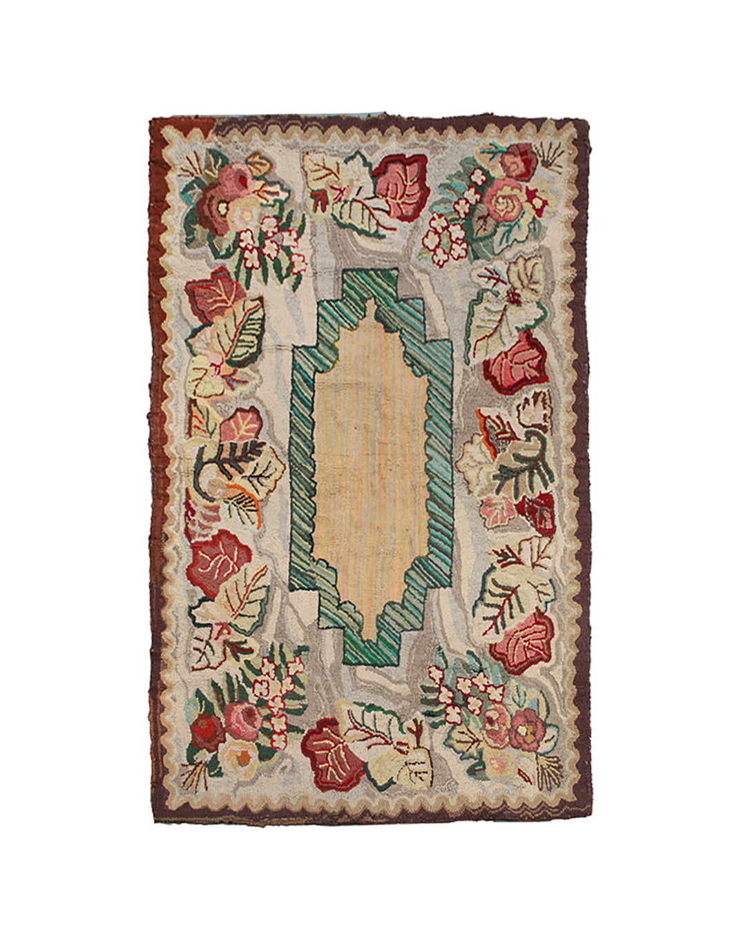 4'x6' Vintage American Hook Rug | Floral Rug