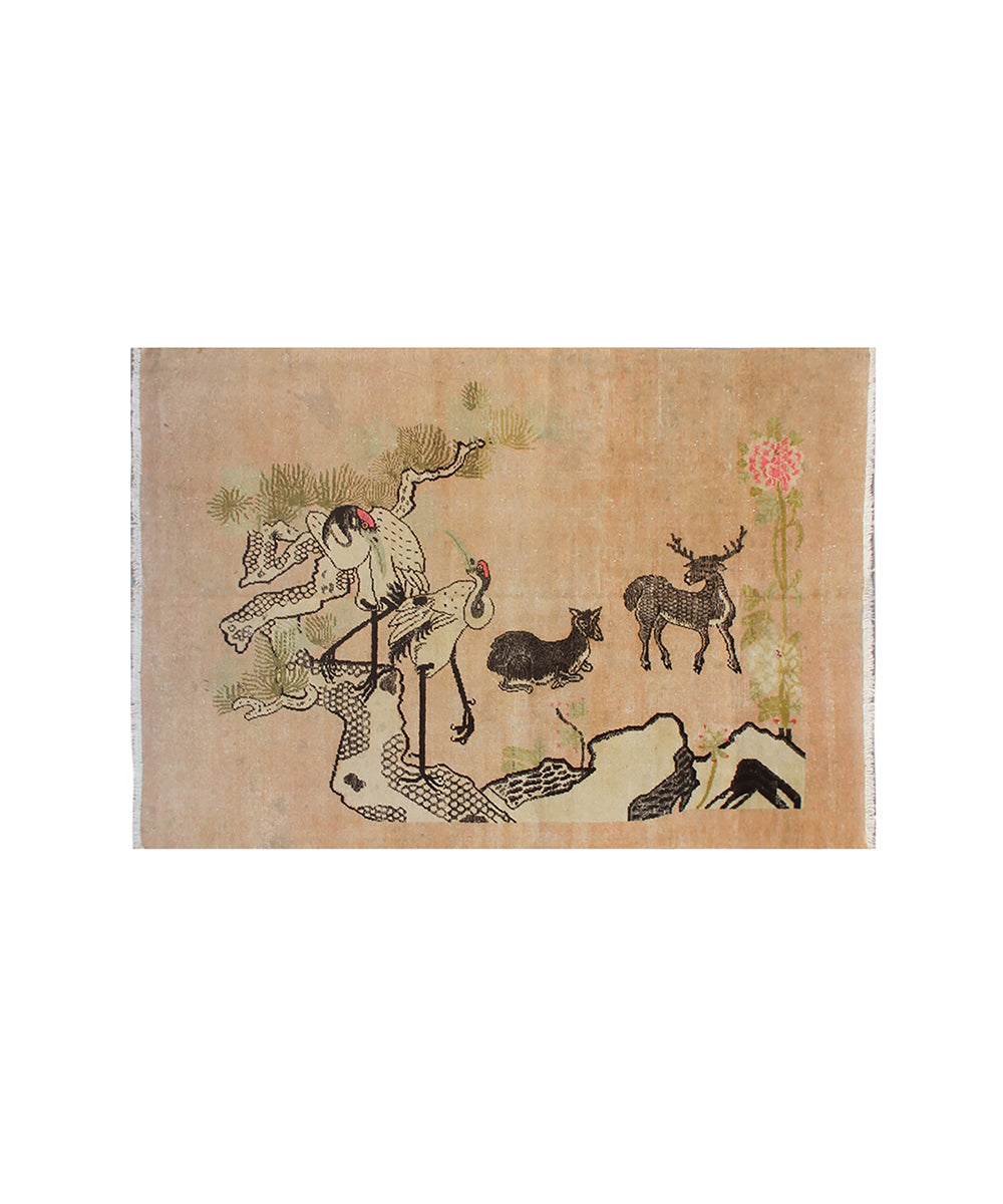 Decorative mat with animal illustrations on a beige background