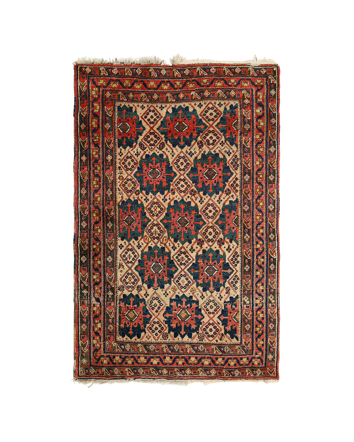 4x6 Persian tribal hand woven wool and camel hair area rug with semi geometric design by Ariana Rugs
