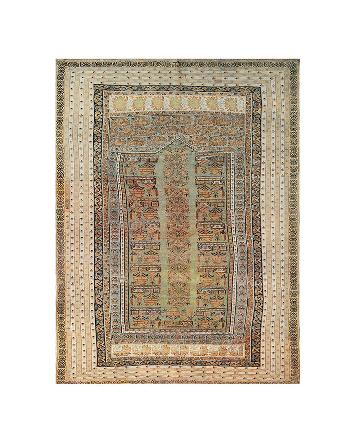 4'x7' Antique Turkish Ghiordes Prayer Rug, Early 19th Century