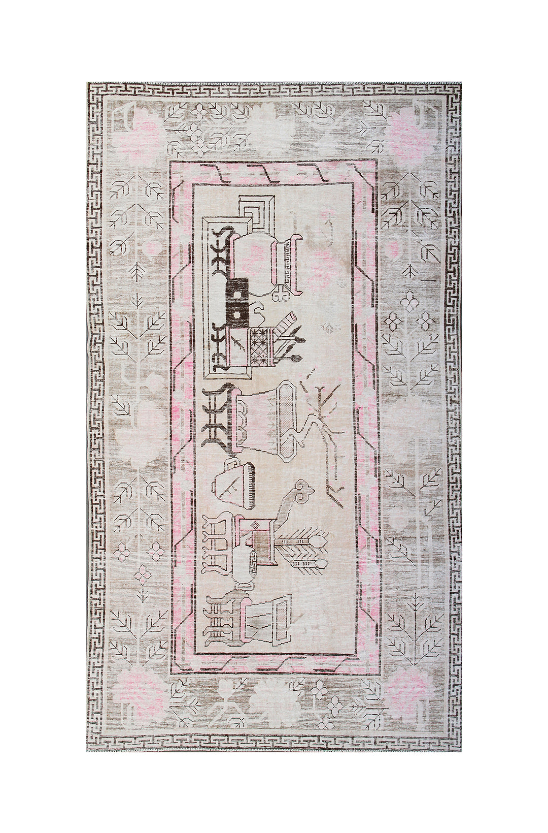 4'x7' Vintage Rug | Pastel Rug | Semi-antique Samarkand Yarkand Rug | Ariana Rugs