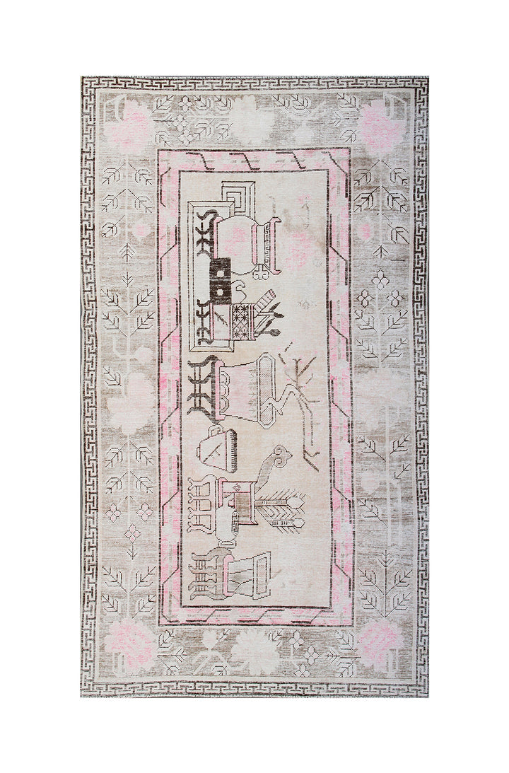 4'x7' Vintage Rug | Pastel Rug | Semi-antique Samarkand Yarkand Rug | Ariana Rugs