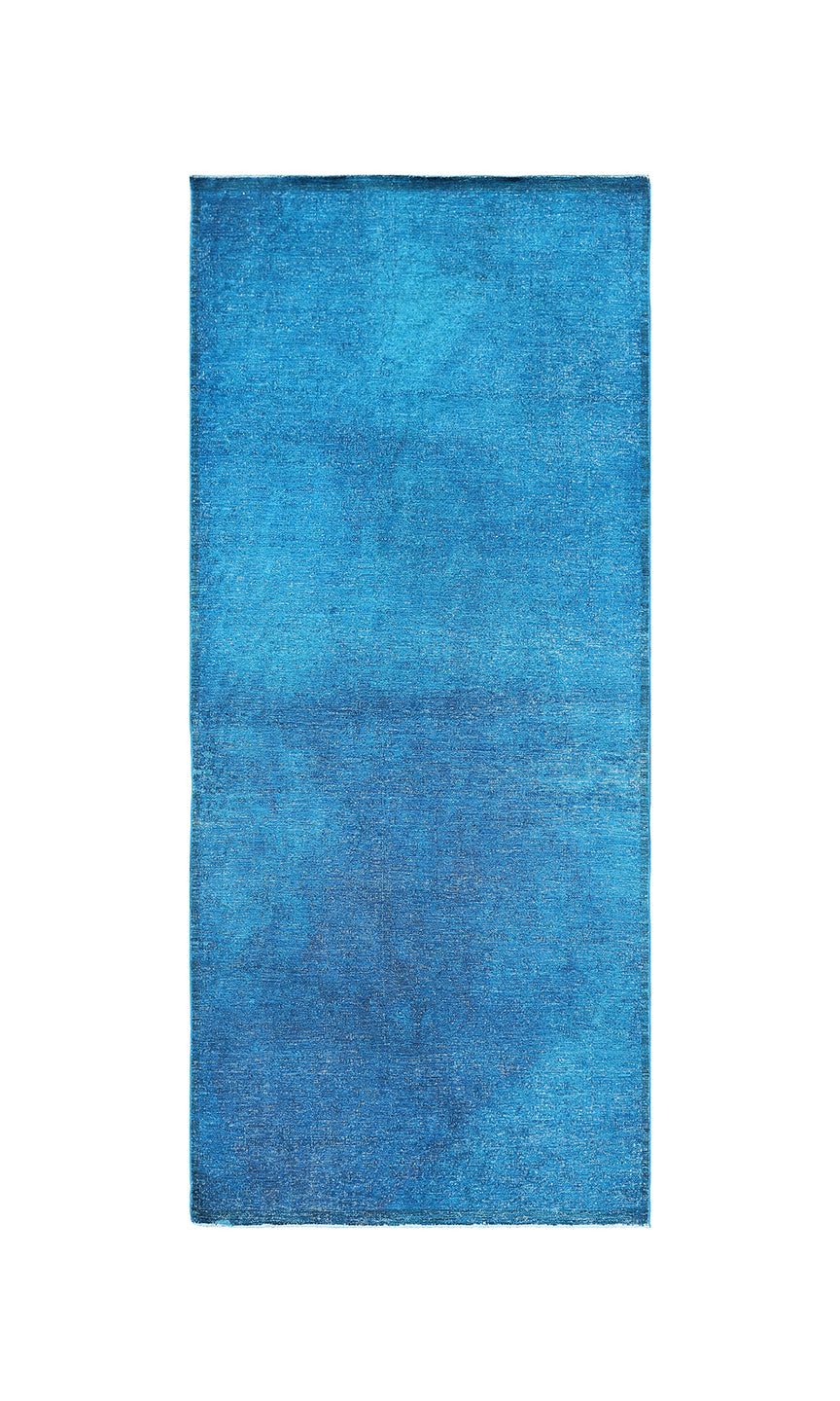 4'x9' Blue Persian Tabriz Ariana Overdyed Rug | Hand-Knotted Wool Area Rug