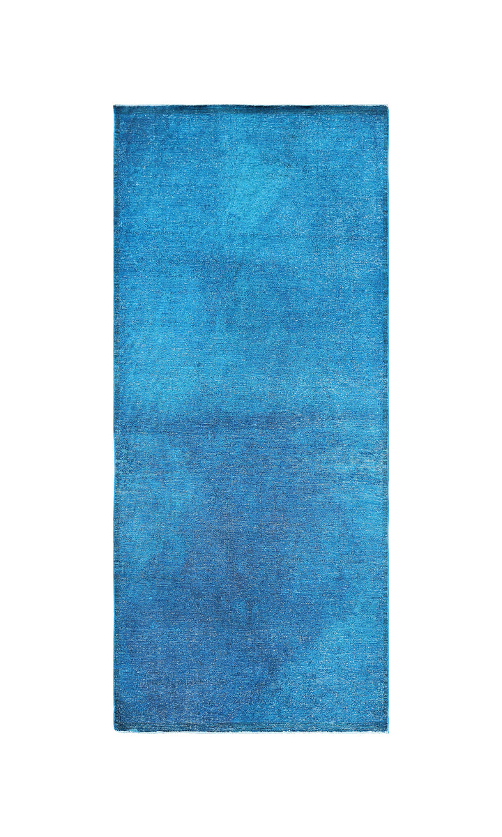 4'x9' Blue Persian Tabriz Ariana Overdyed Rug | Hand-Knotted Wool Area Rug