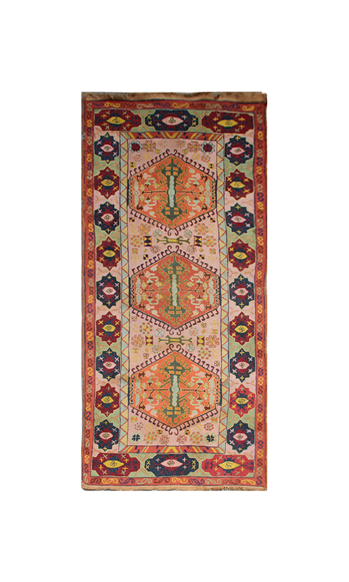 4'x9' Vintage European Tetex Hooked Rug | Caucasian Design Rug