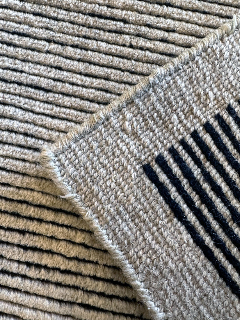 5' x 8' Ariana Modern Linear Stripe Rug Hand-Knotted Cut & Loop Pile