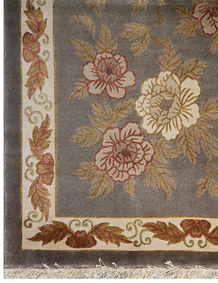 5' x 8' Chinese Silk Floral Rug Hand-Knotted Silk Rug – One of a Kind