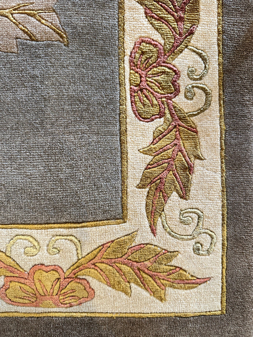 5' x 8' Chinese Silk Floral Rug Hand-Knotted Silk Rug – One of a Kind