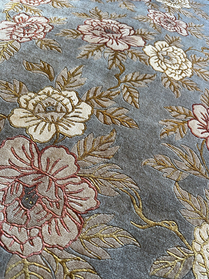 5' x 8' Chinese Silk Floral Rug Hand-Knotted Silk Rug – One of a Kind