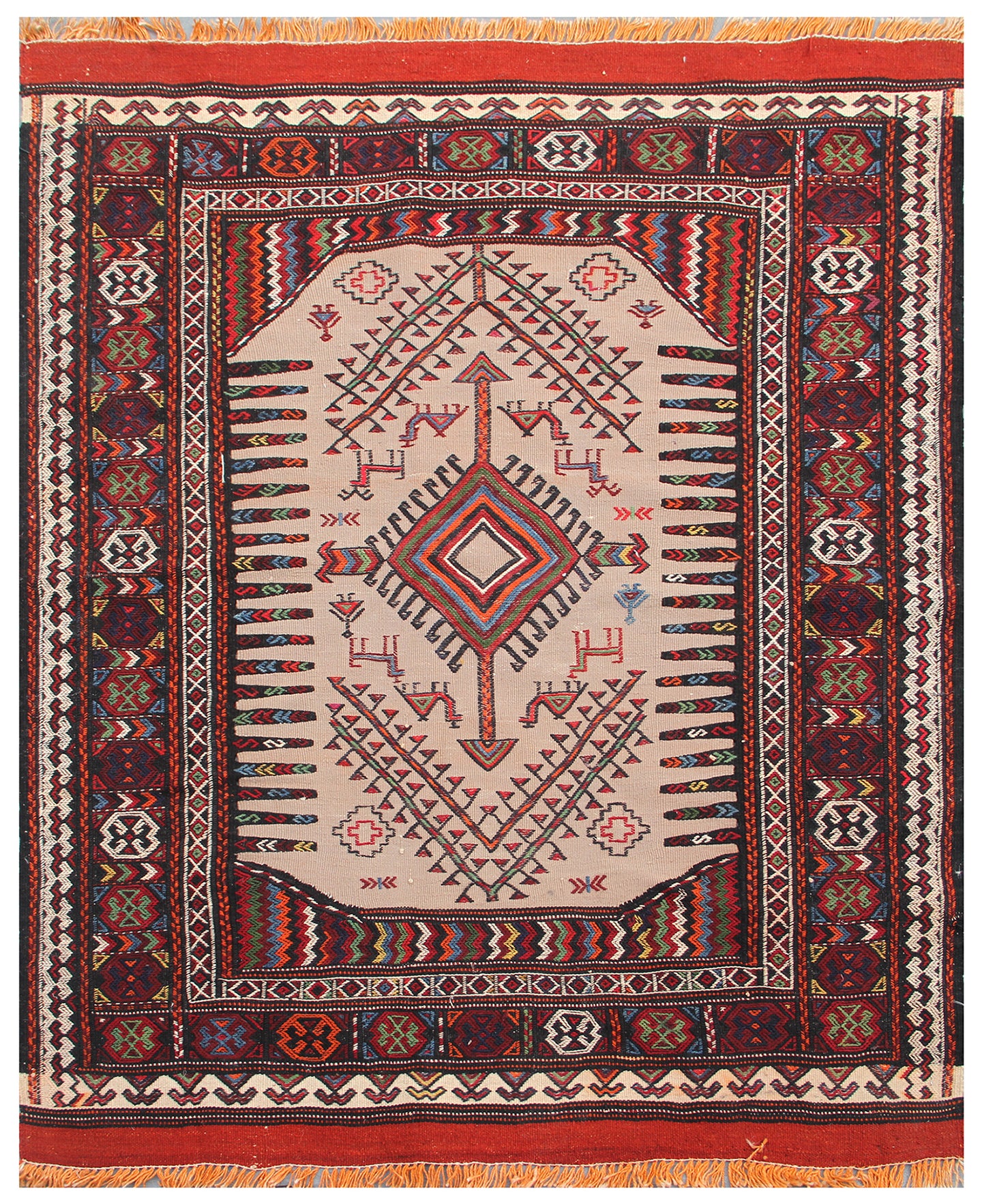 4'x4' Tribal Baluchi Sofreh Kilim with Camels