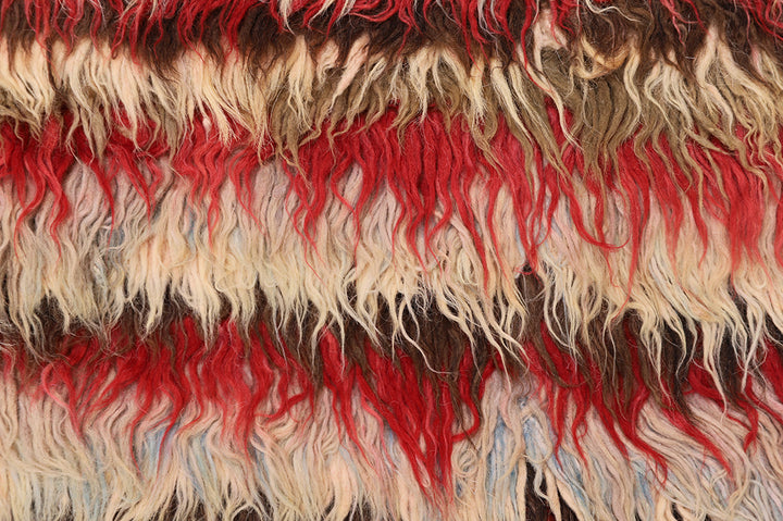 10'x13' Shaggy Wool Rug | Moroccan | Colorful Striped Rug