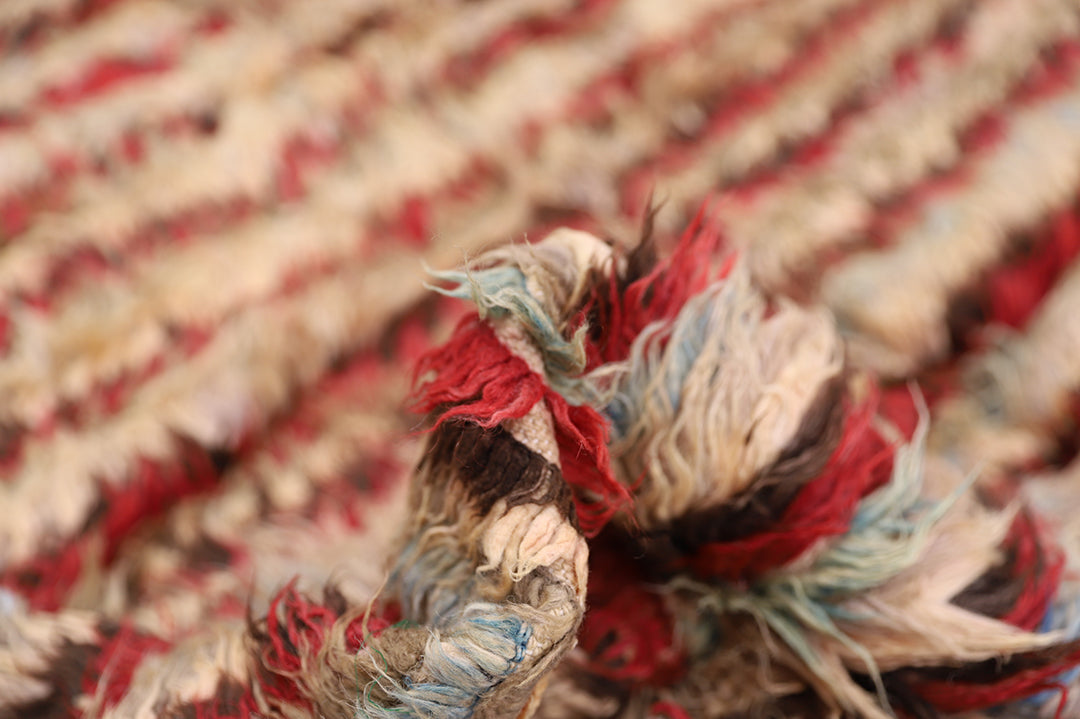 10'x13' Shaggy Wool Rug | Moroccan | Colorful Striped Rug