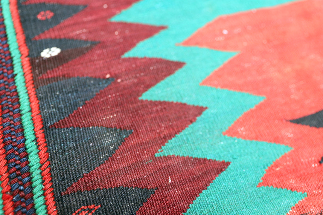 Authentic Sofreh Kilim Persian Rug | 4x4 Square Handwoven Wool Flatweave