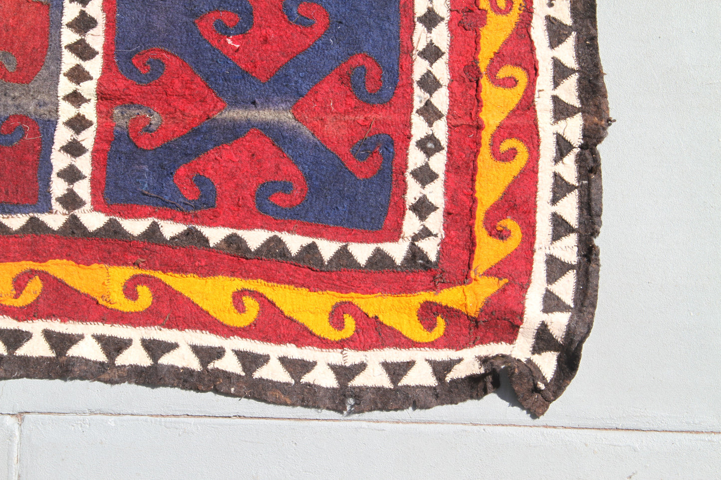 5'x12 Vintage Afghan Uzbeck Felt Rug