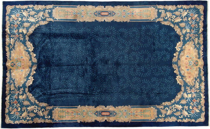 10'x17' Vintage Chinese Rug | Large Navi Blue Rug | Wool Chinese Rug