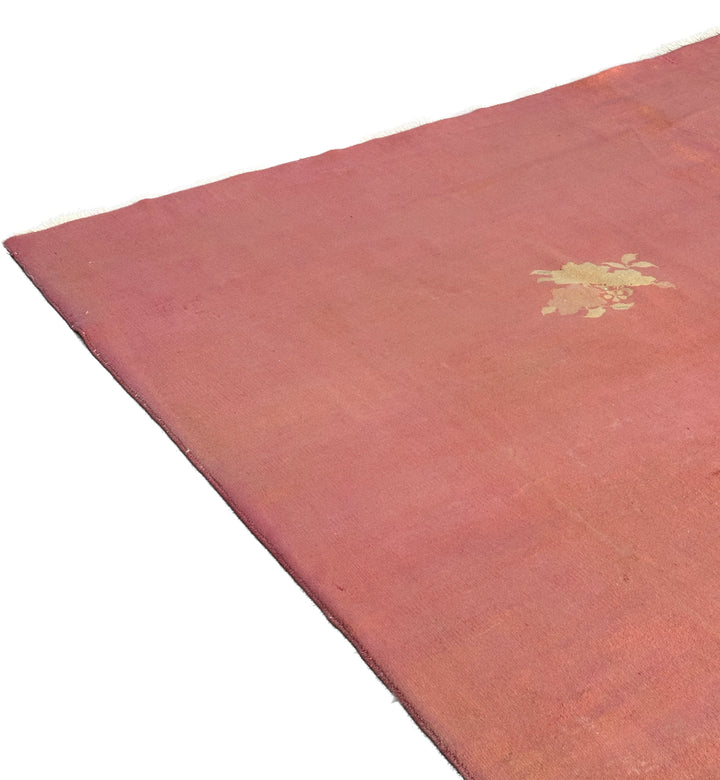 9'x11' Salmon Pink Vintage Chinese Art Deco Rug