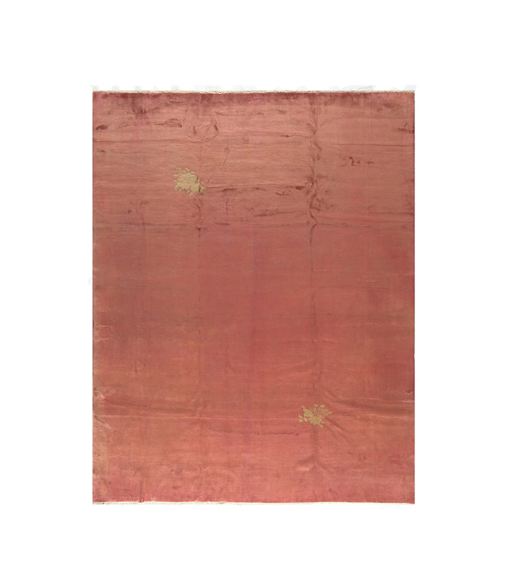 9'x11' Salmon Pink Vintage Chinese Art Deco Rug