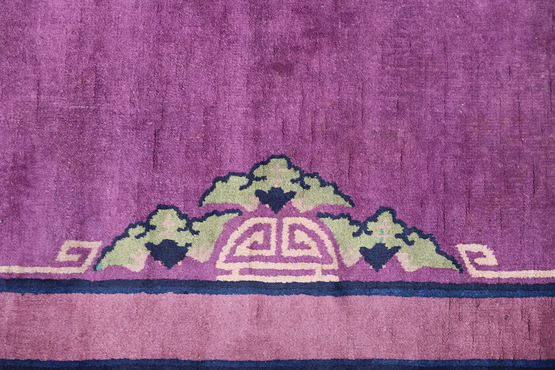 3'x6' Purple Floral Chinese Art Deco Rug