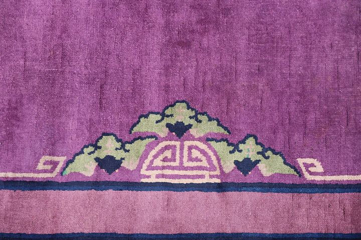 3'x6' Purple Floral Chinese Art Deco Rug
