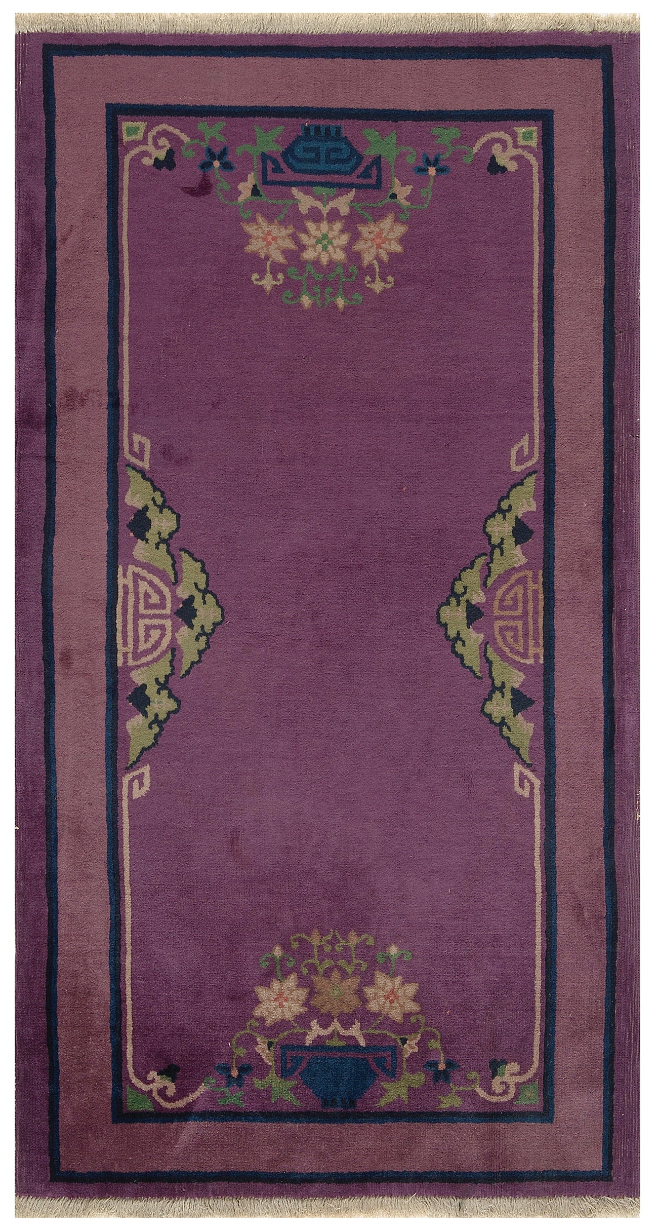 3'x6' Purple Floral Chinese Art Deco Rug