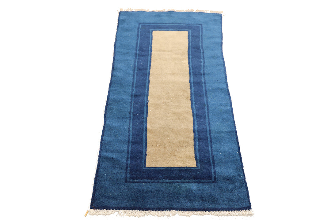 2'x4' Small Blue & Tan Antique Peking Rug