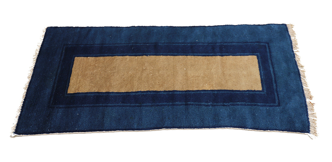 2'x4' Small Blue & Tan Antique Peking Rug