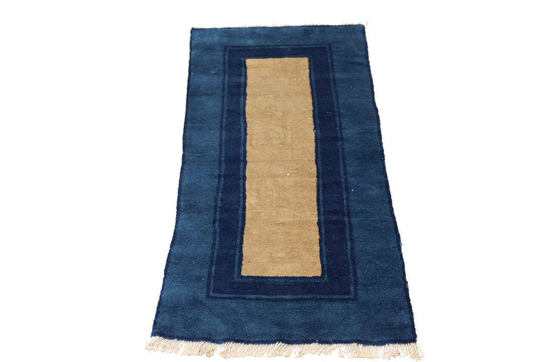 2'x4' Small Blue & Tan Antique Peking Rug