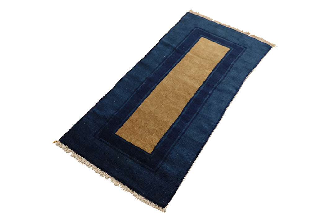 2'x4' Small Blue & Tan Antique Peking Rug