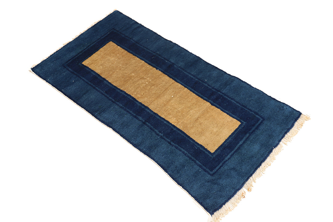 2'x4' Small Blue & Tan Antique Peking Rug