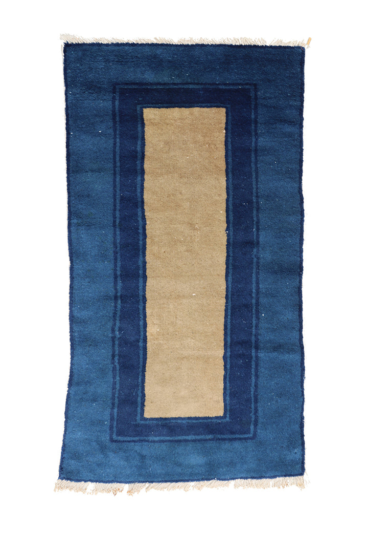 2'x4' Small Blue & Tan Antique Peking Rug