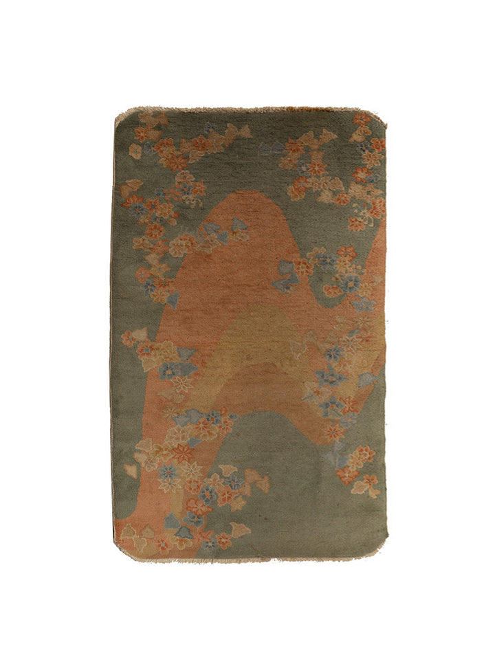 3'x5' Small Vintage Chinese Art Deco Wool Rug