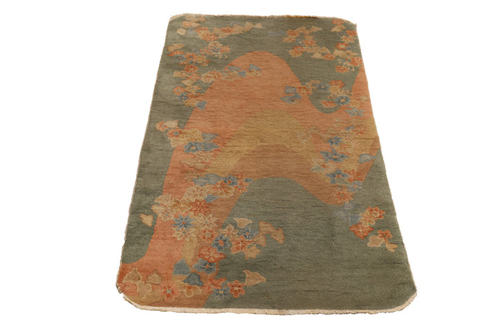 3'x5' Small Vintage Chinese Art Deco Wool Rug