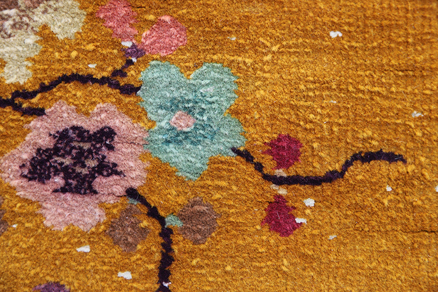 2'x4' Small Rug | Orange & Green Vintage Chinese Art Deco Rug
